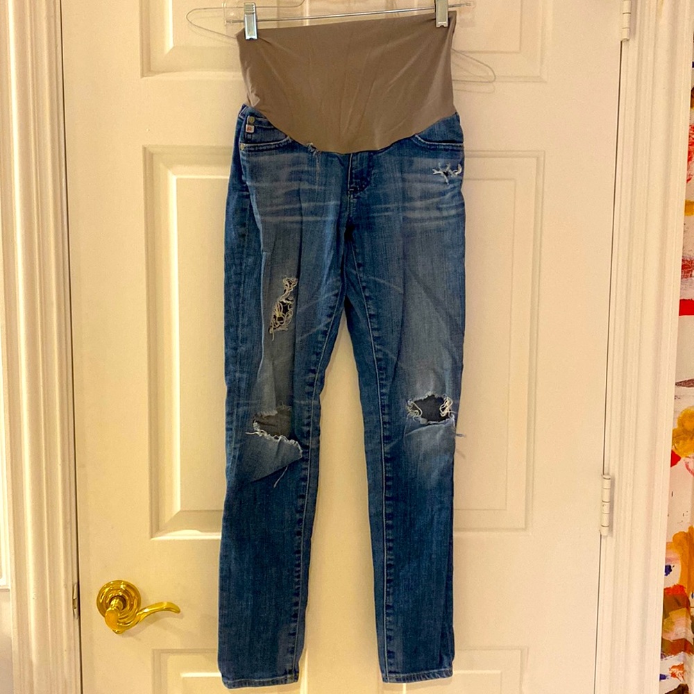 aG distressed maternity jeans